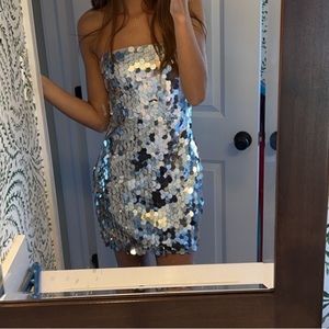 Selling Silver Sequin Dress from 12th Tribe. Size: xs